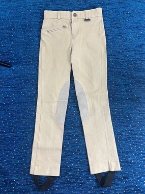 Beige kids size 8 Riding Breeches with stirrups and thigh reinforcement